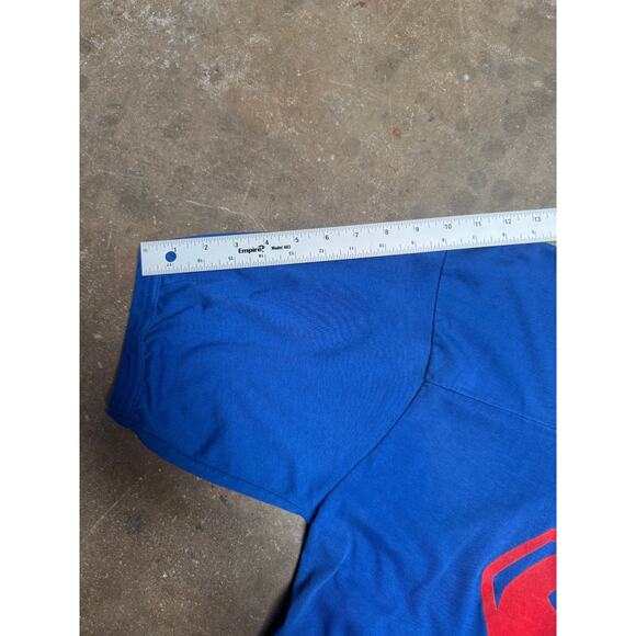 Vintage 80s Superman Shirt Mens Large Blue DC Comics Short Sleeve V Neck USA - L - Picture 6 of 14
